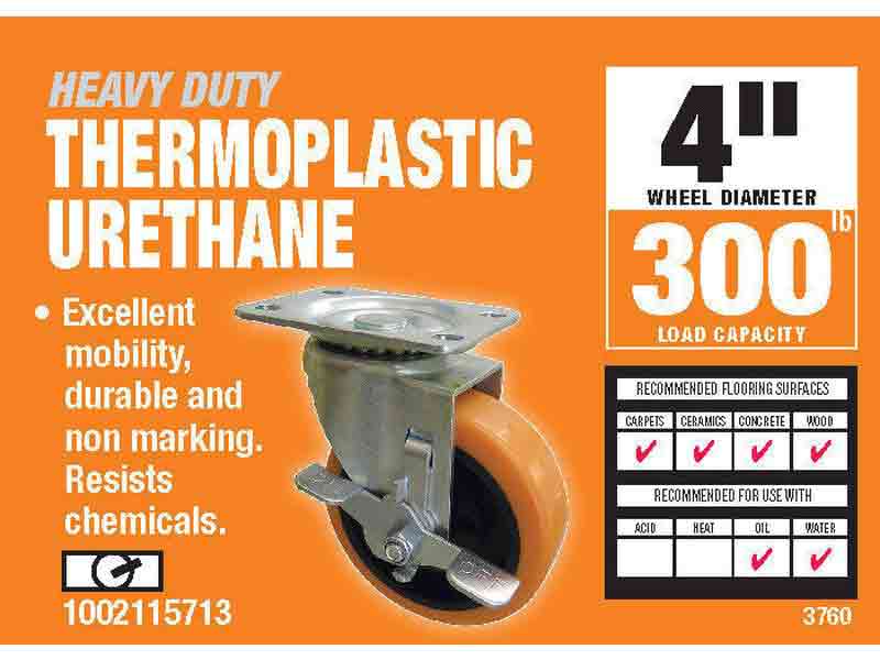 CASTER SOFT TPU: 4�� (100mm) Swivel Plate w/Brake