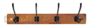 HOOK HAT & COAT RACK 60CM RUSTIC 4 BLK HOOKS