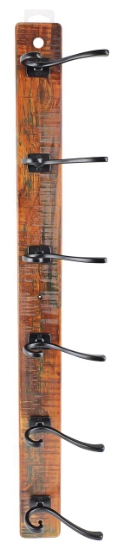 HOOK HAT & COAT RACK 95CM RUSTIC 6 BLK HOOKS