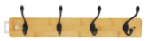 HOOK HAT&COAT RACK 60CM BAMBOO 4 BLK HOOKS
