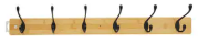 HOOK HAT&COAT RACK 95CM BAMBOO 6 BLK HOOKS
