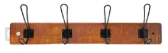 HOOK HAT&COAT RACK 60CM RUSTIC 4 BLK HOOKS