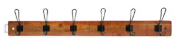 HOOK HAT&COAT RACK 95CM RUSTIC 6 BLK HOOKS