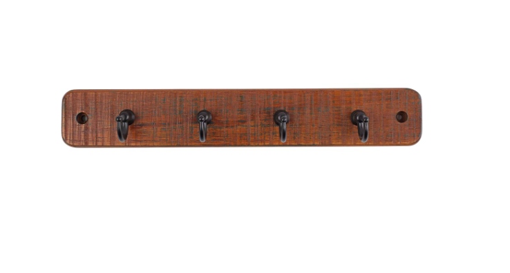Rustic Board Black Key Hook 4 Hook - 245mm x 40