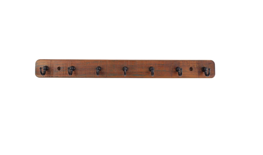 Rustic Board Black Key Hook 7 Hook - 385mm x 40