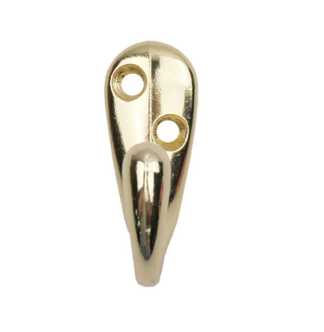 Single Robe Hook Polished Brass PK2