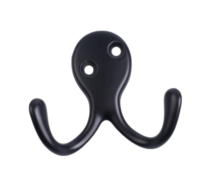 Double Robe Hook Black PK2