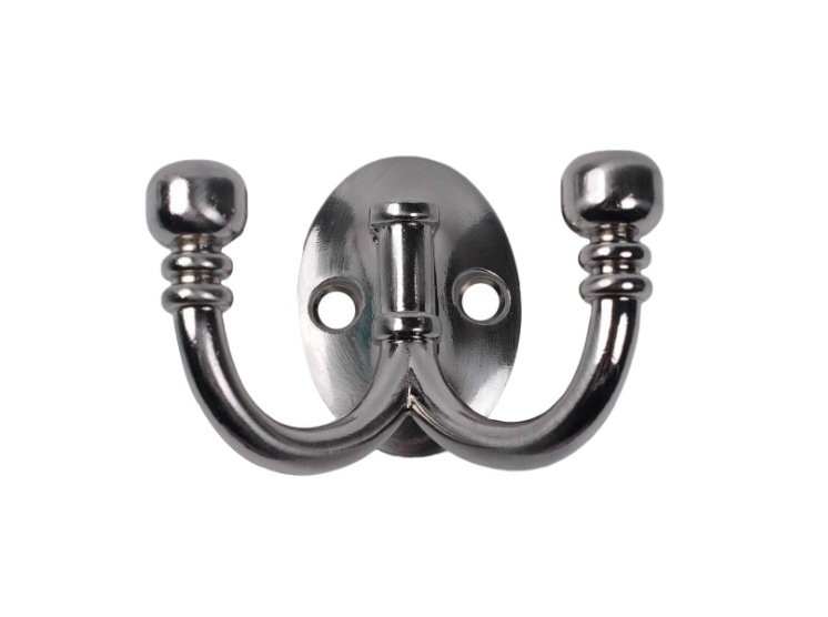 Ball End Double Hook Oval Base Satin Nickel PK1