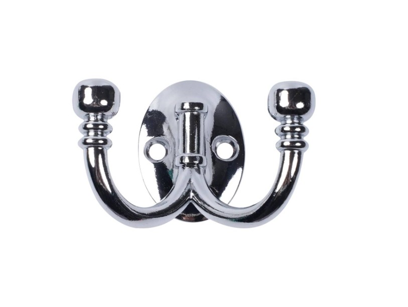 Ball End Double Hook Oval Base Pol Chrome PK1