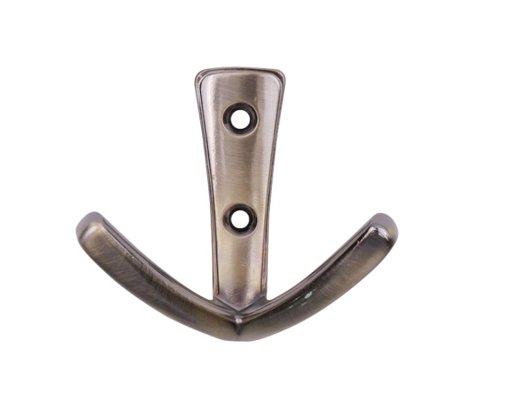 Modern Twin Hook - Antique Brass