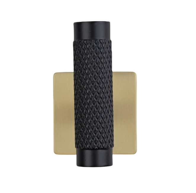 Square Plate Knurled Hook - Black & B/Brass