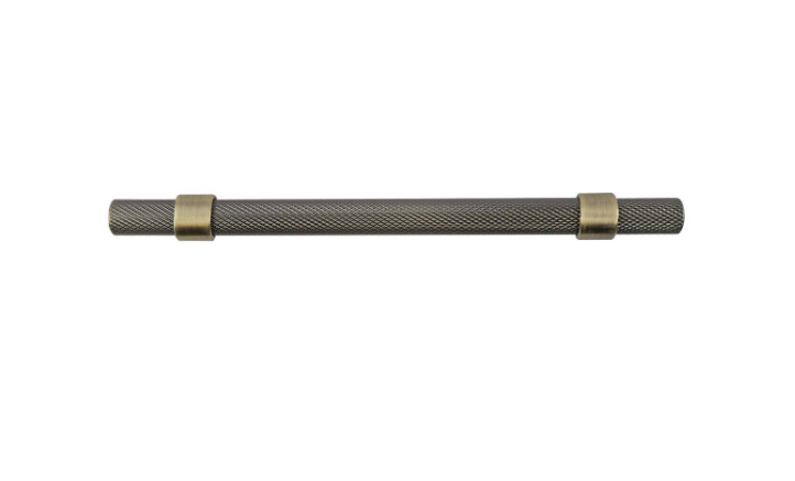 T Bar Handle 128mm Knurled Antique Brass Pk2