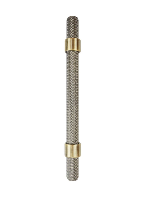 T Bar Handle 96mm Knurled Antique Brass Pk2