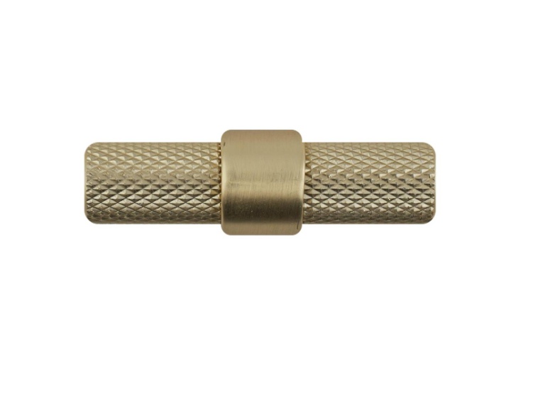 T Handle Knurled Brushed Brass PK2