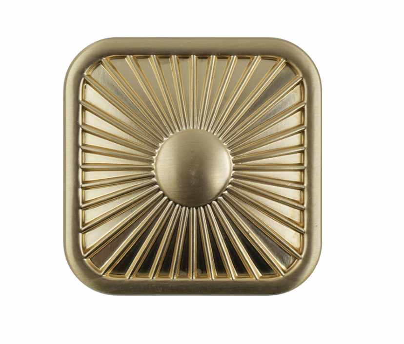 Ribbed Square Knob 35mm Modern Chic Brushed Brass PK2