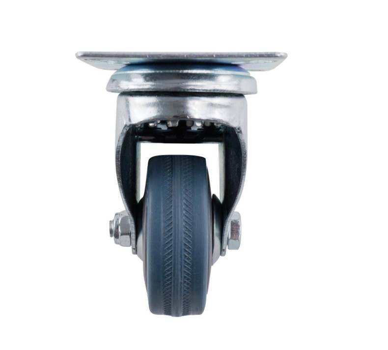 Castor Blue/Grey Rubber Swiv/Plate Brake 50mm