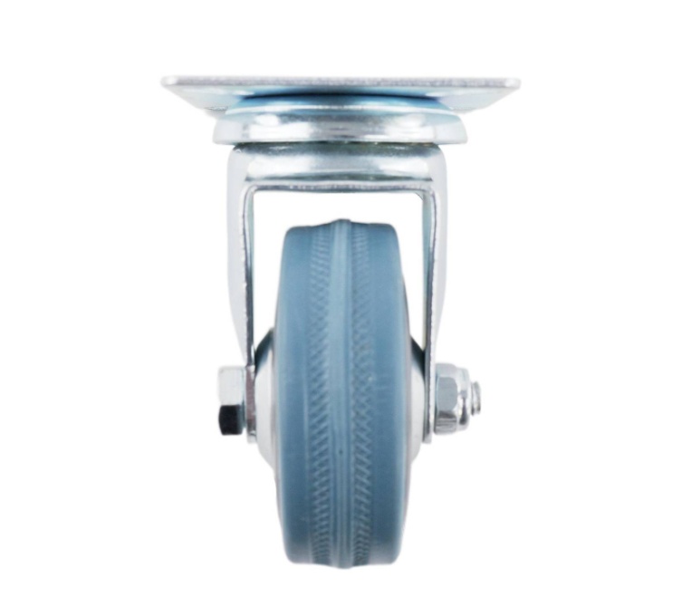 Castor Blue/Grey Rubber Swiv/Plate 50mm