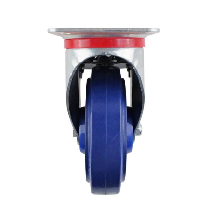 Castor Blue Elast Rub. Swiv/Plate Brake 125mm
