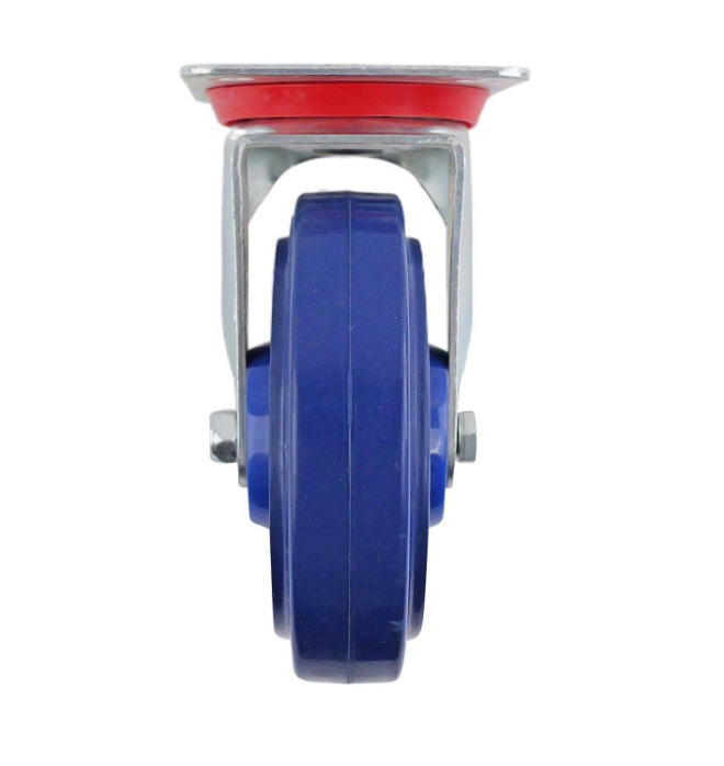 Castor Blue Elast Rub. Swiv/Plate 125mm