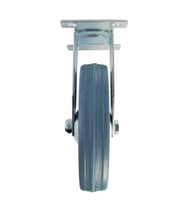 Castor Blue/Grey Rubber Fixed Plate 125mm