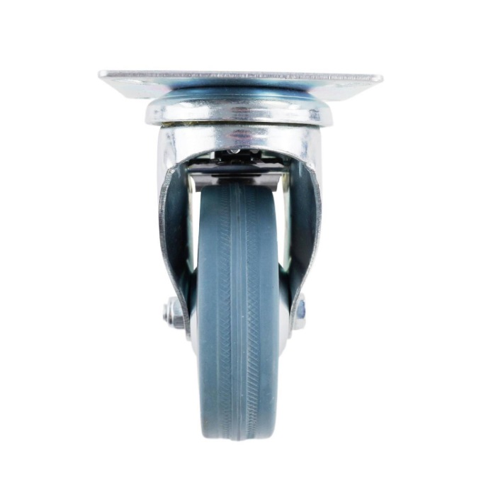 Castor Blue/Grey Rubber Swiv/Plate Brake 75mm