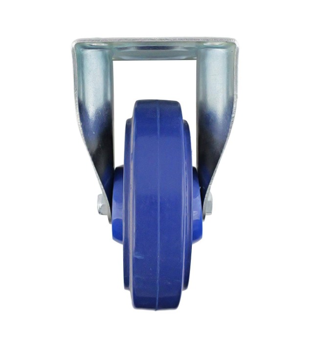 Castor Blue Elast Rub. Fixed Plate 125mm