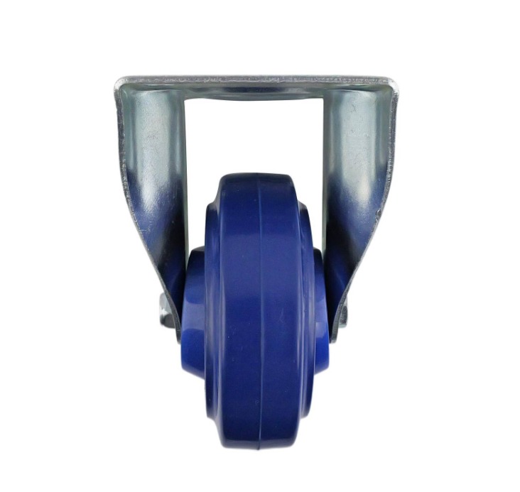 Castor Blue Elast Rub. Fixed Plate 100mm