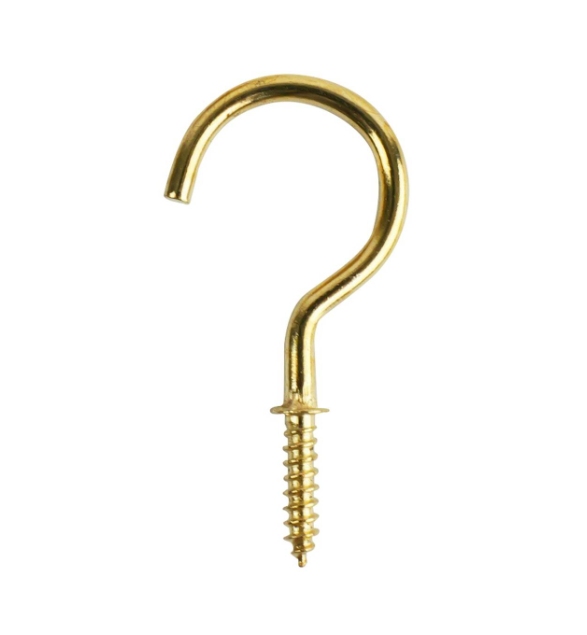 Cup Hooks - Shouldered 38mm Brass Plated PK8