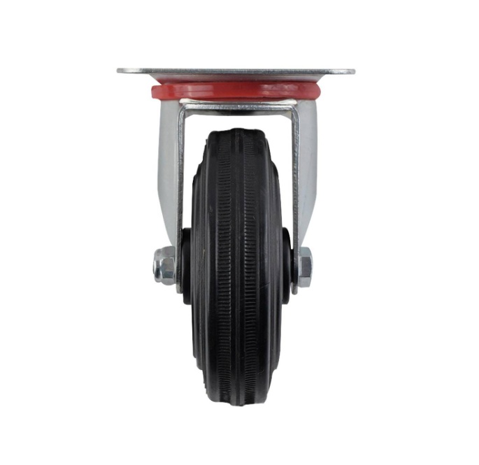 CASTOR SWIVEL PLATE D100 80KG - REINFORCED BLACK RUBBER & PLASTIC CORE