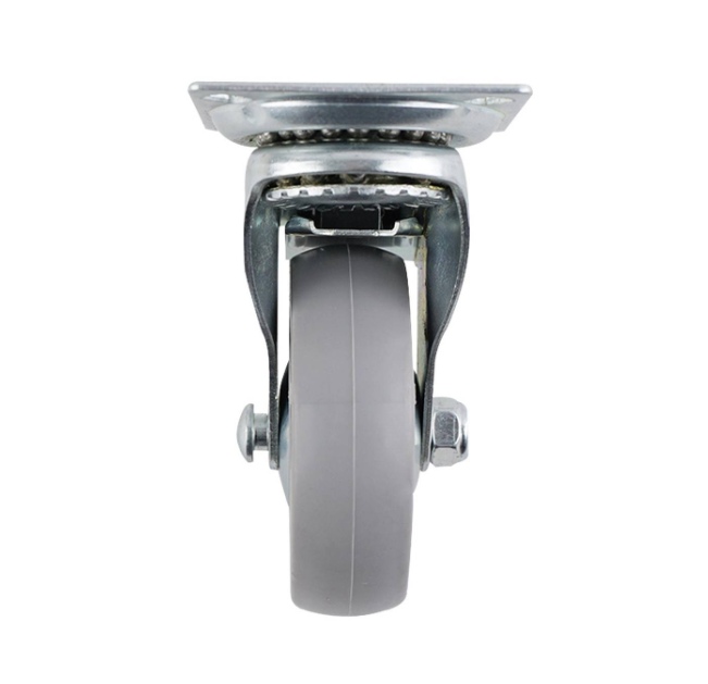 Castor - Swivel Plate with Brake Grey TPR 75mm