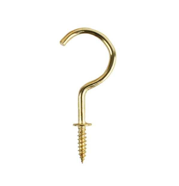 Cup Hooks - Shouldered 32mm Brass Plated PK10