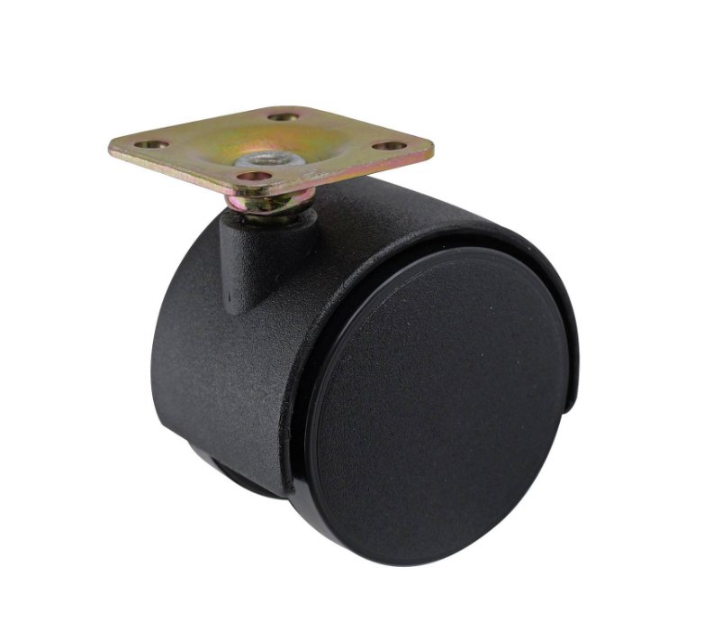 Castor Swivel Plate 50mm Black Hooded Twin Whl PK2