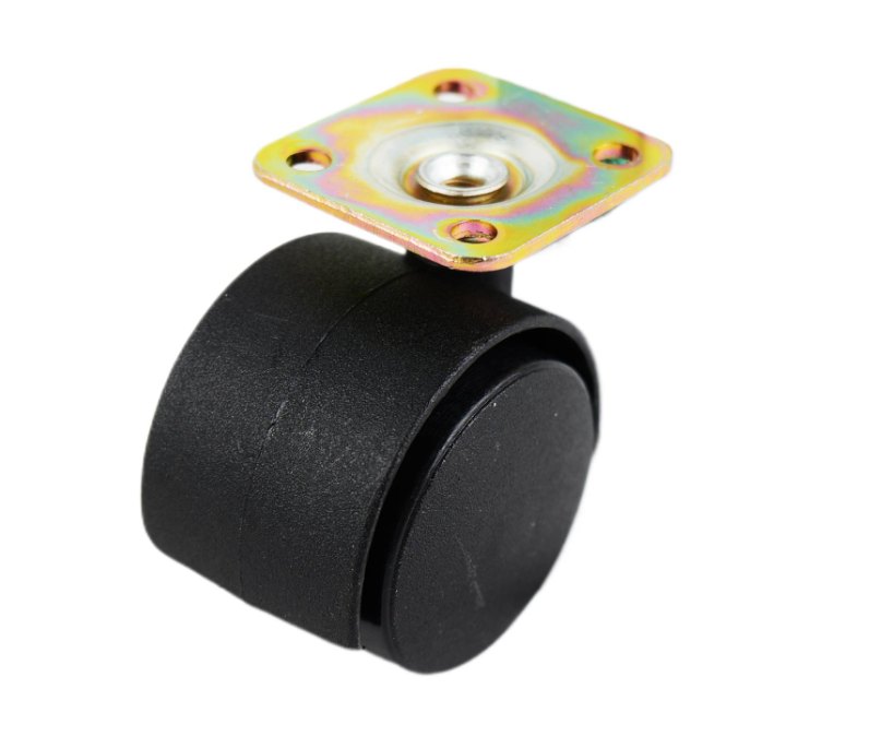 Castor Swivel Plate 40mm Black Hooded Twin Whl PK4