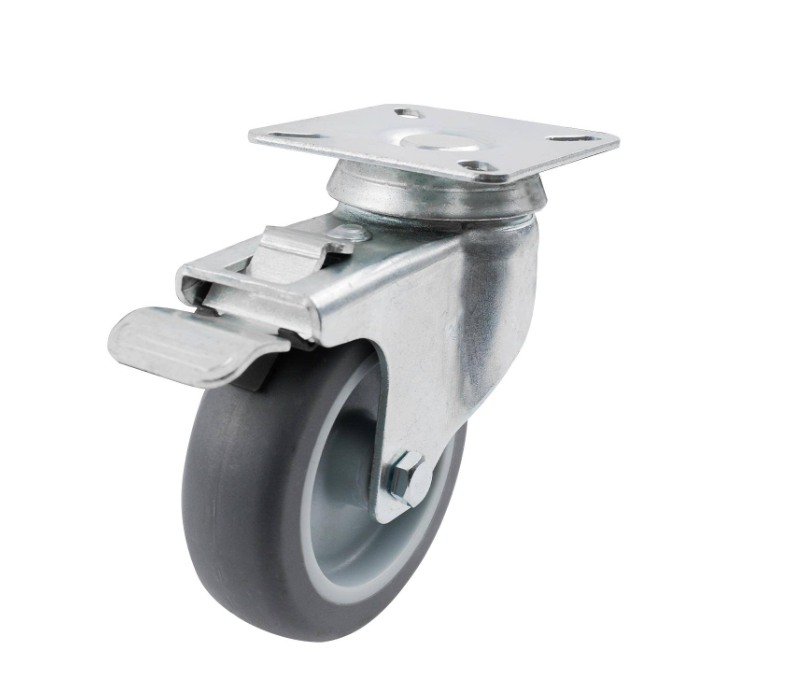 CASTOR SWVL PLATE WITH BRAKE D75 60KG - TPR
