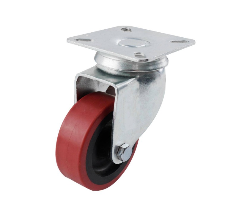 CASTOR SWVL PLATE D65 50KG - RED RUBBER