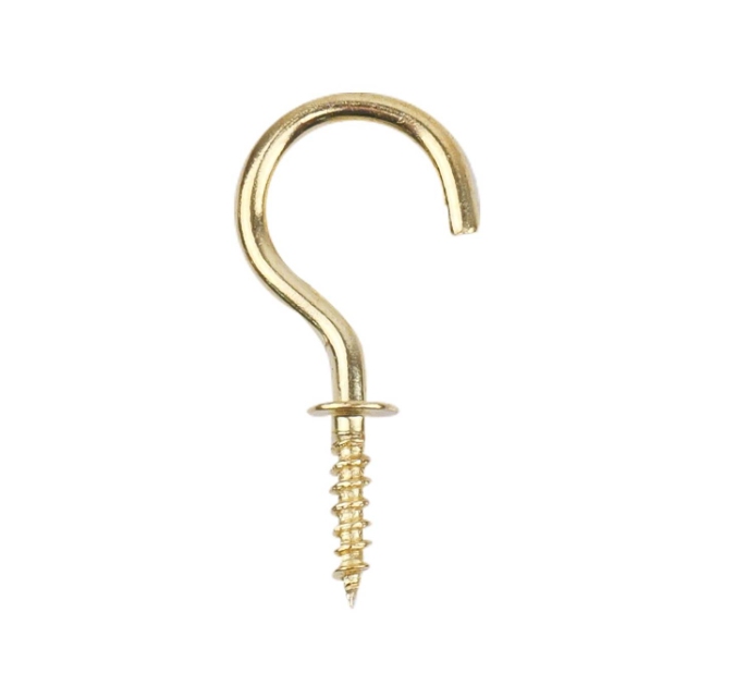 Cups Hooks Shouldered 20mm Brass Plated PK20
