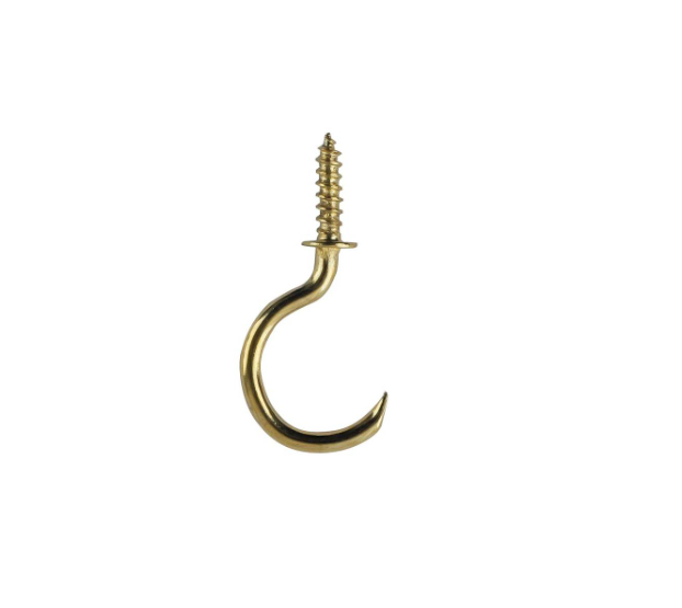 Cups Hooks Shouldered 25mm Brass Plated PK20