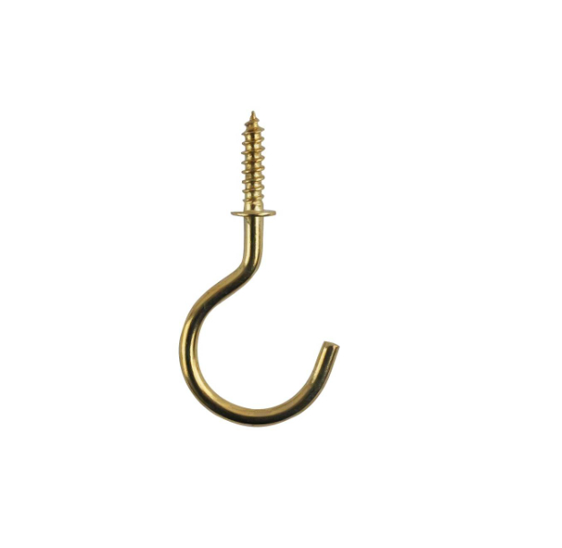Cups Hooks Shouldered 38mm Brass Plated PK12