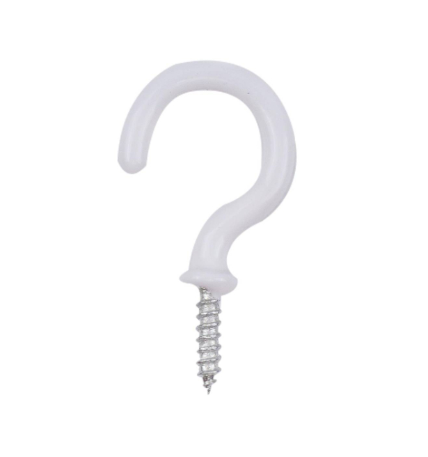 Cups Hooks Shouldered 25mm White PK10