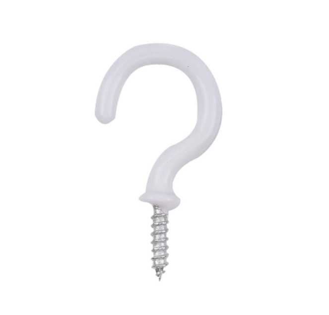 Cups Hooks Shouldered 30mm White PK8