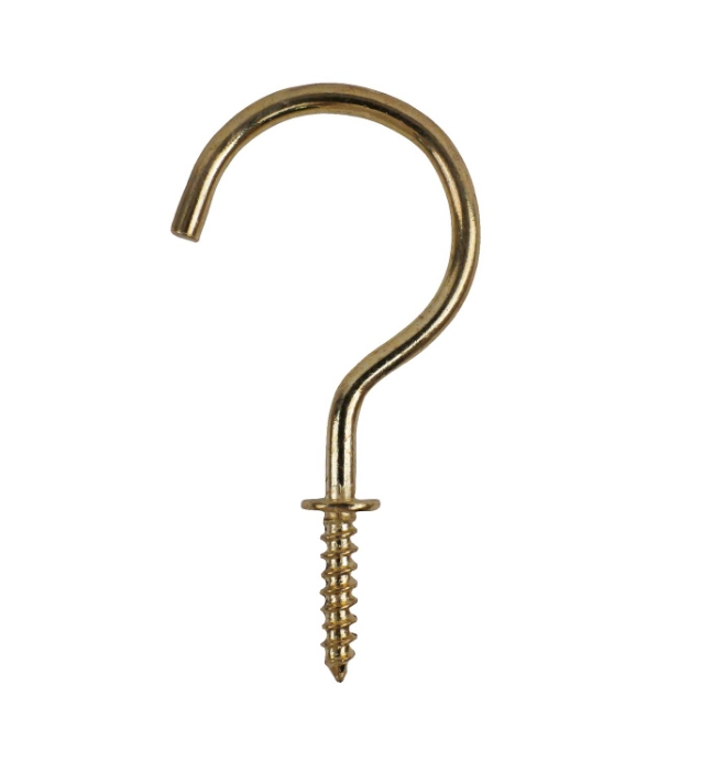 Cups Hooks Shouldered 50mm Brass Plated PK5