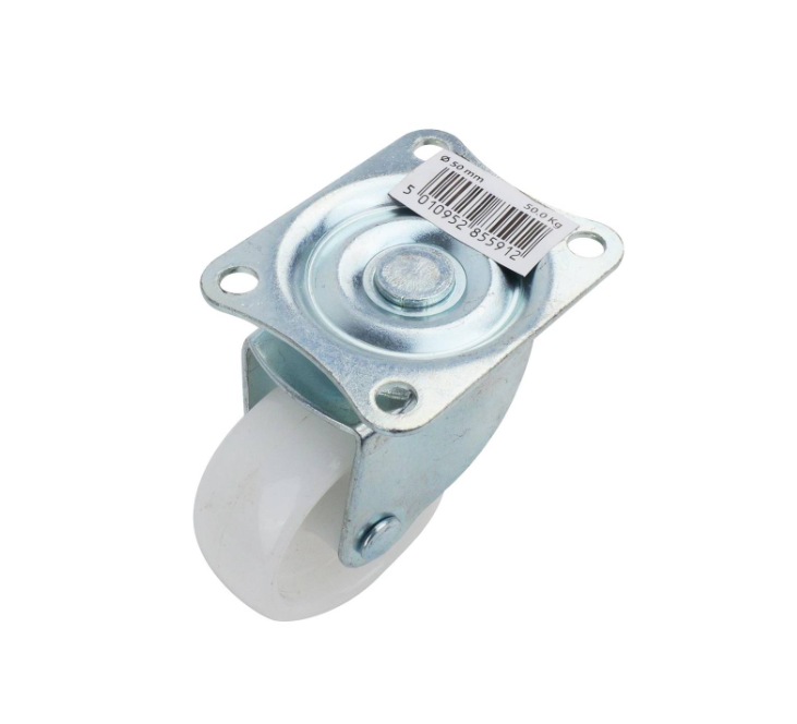 White Nylon Swivel castor, 50mm, 50kg