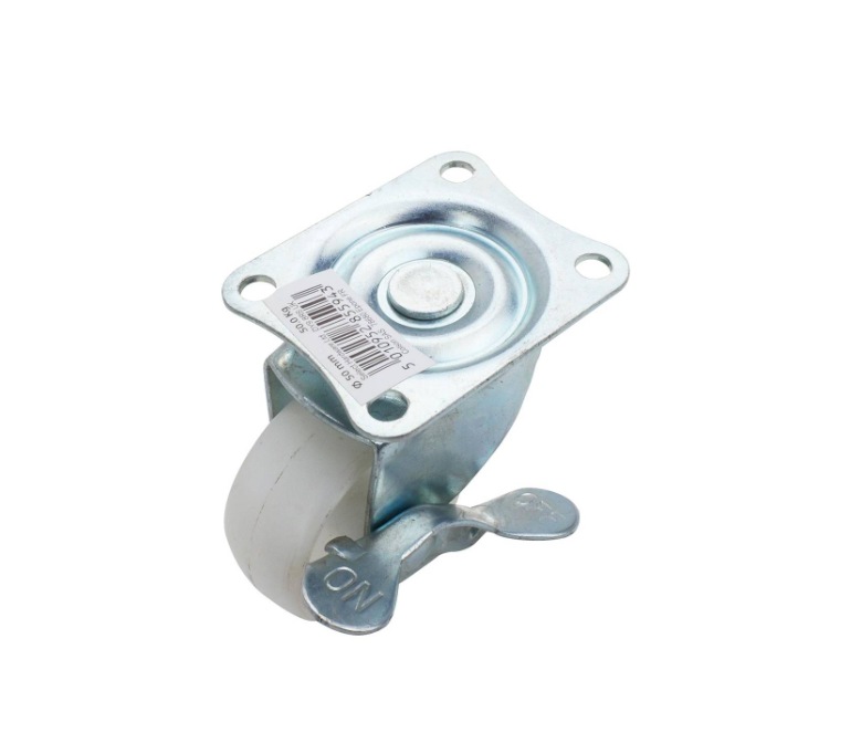 White Nylon Swivel castor Braked, 50mm, 50kg