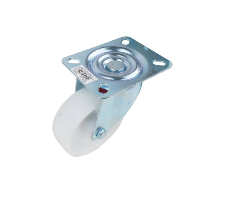 White Nylon Swivel castor Braked, 100mm, 125kg
