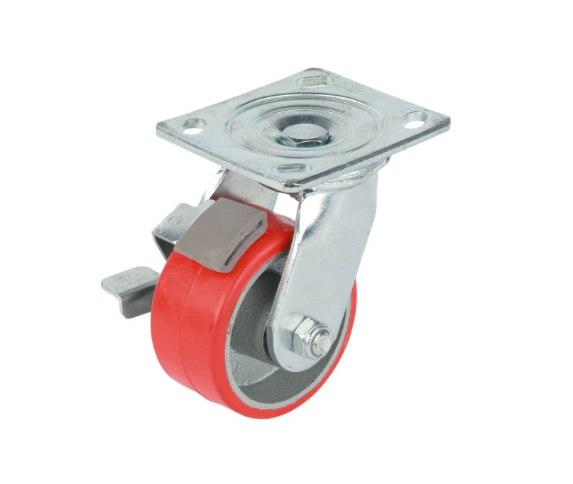 - Red Industrial Braked Swivel 100mm, 317kg