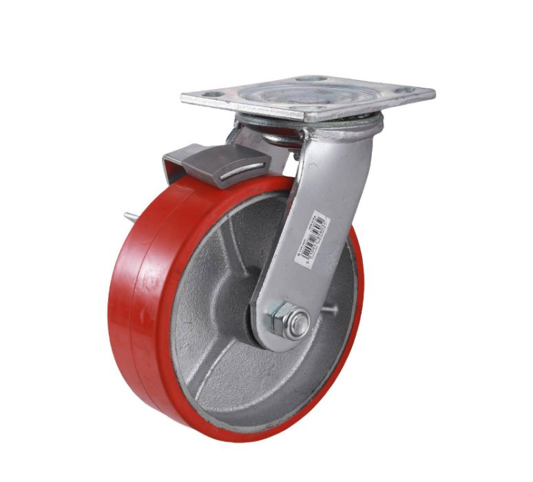 - Red Industrial Braked Swivel 150mm, 410kg