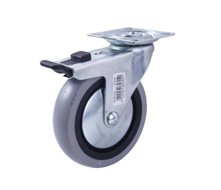 - Heavy Duty Brake Swivel TPR 100mm, 113kg