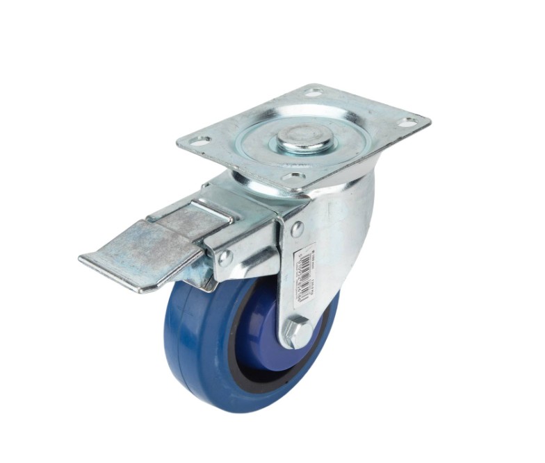 - Heavy Duty Castor Blue Rubber Swivel brake 100mm, 120kg