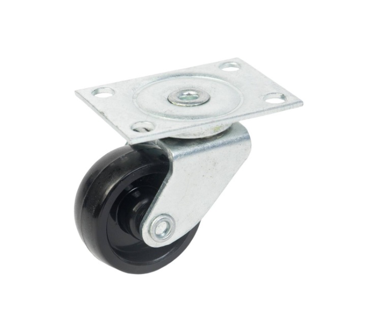 BLACK SINGLE WHEEL CASTOR PLATE 32MM PK2