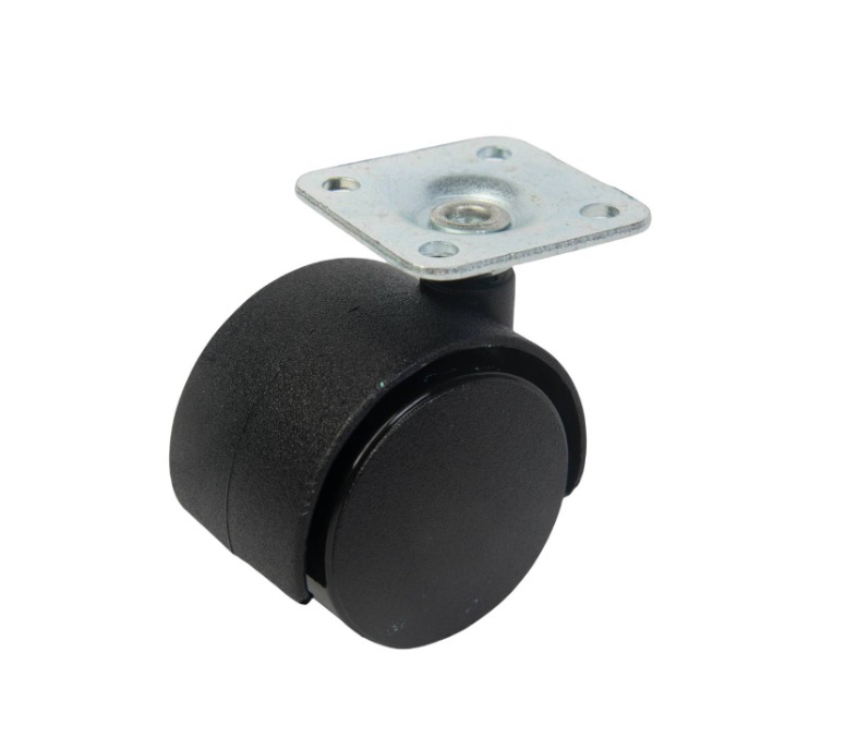 BLACK TWIN WHEEL CASTOR 40MM PLATE PK4